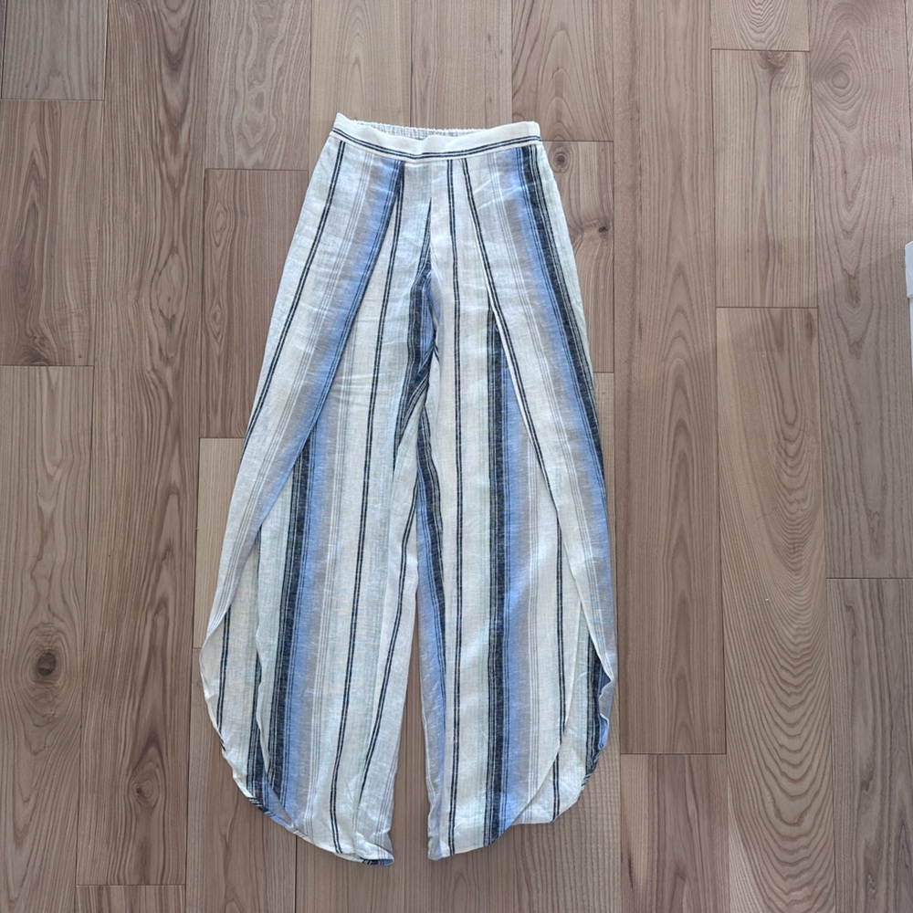 DREW Linen Blend Striped Pants